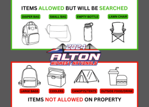 ITEMS ALLOWED BUT WILL BE SEARCHED (1)